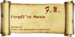 Forgács Manna névjegykártya